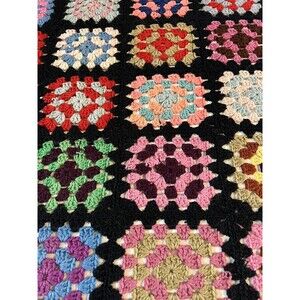 Handmade Crochet Granny Square Afghan Blanket Colorful Patchwork 61” x 46”